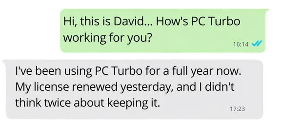Long-term customer feedback after renewing PC Turbo